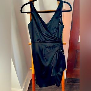 Black satin cocktail dress
